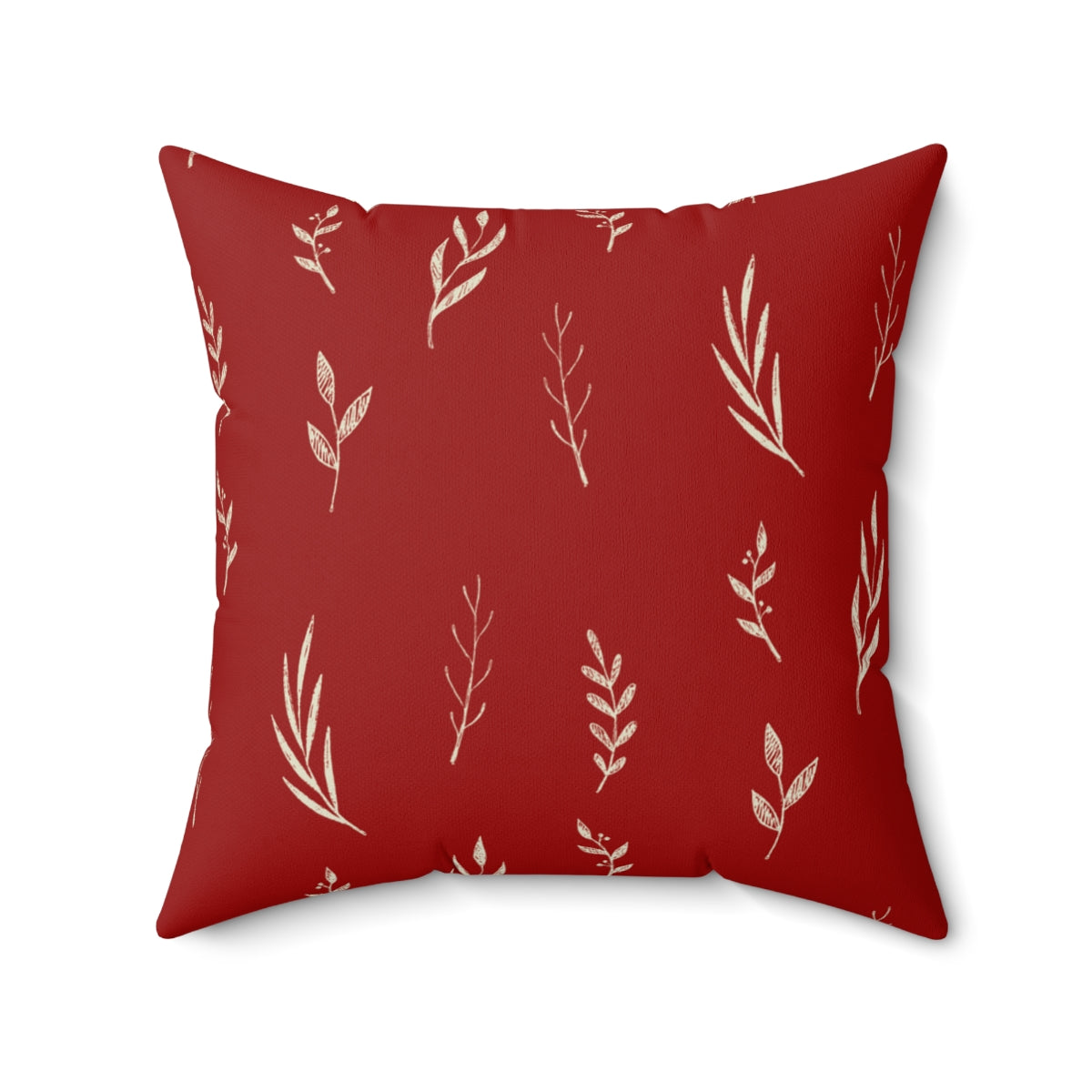 Red Polyester Square Holiday Pillowcase - Garland