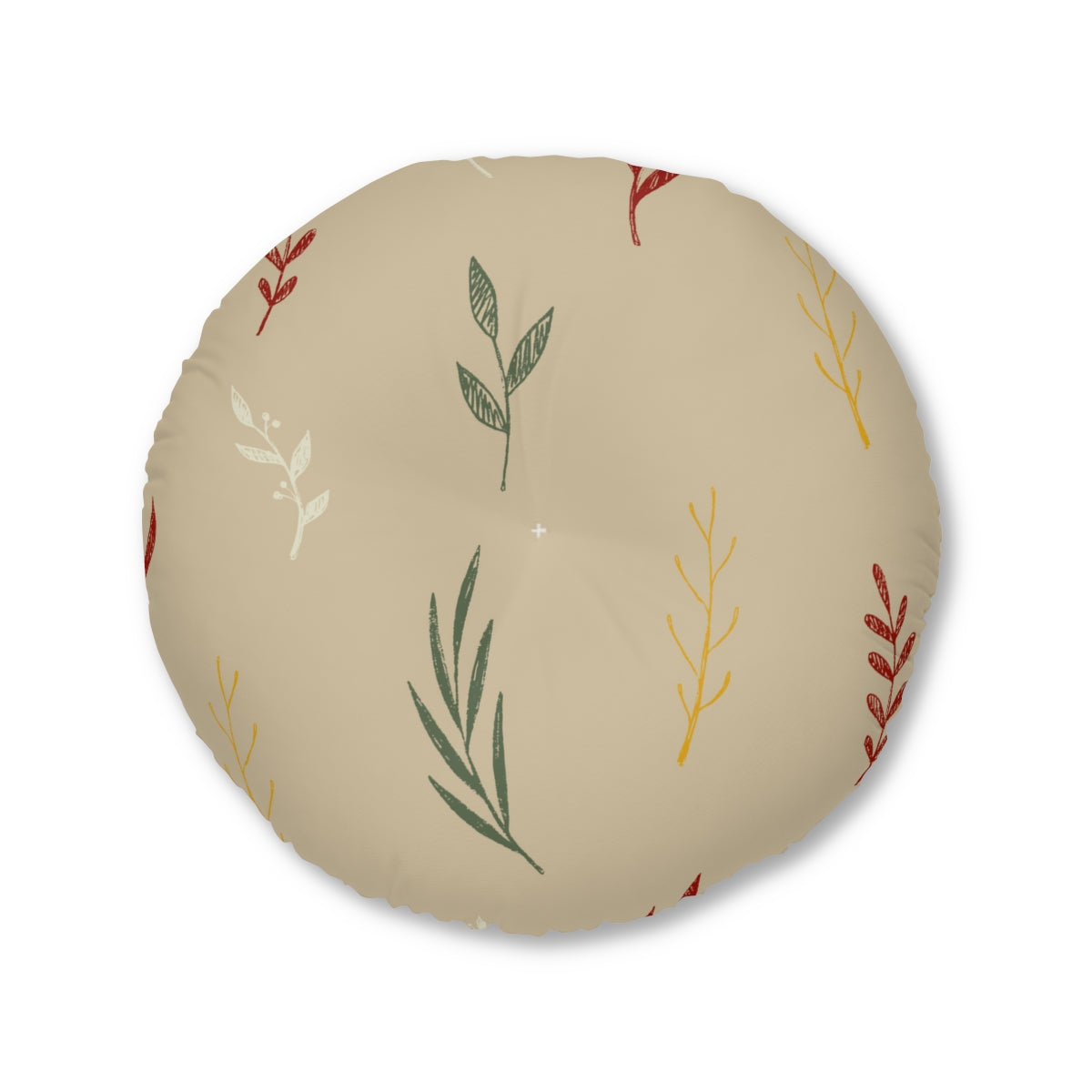Round Tufted Holiday Floor Pillow - Colorful Garland