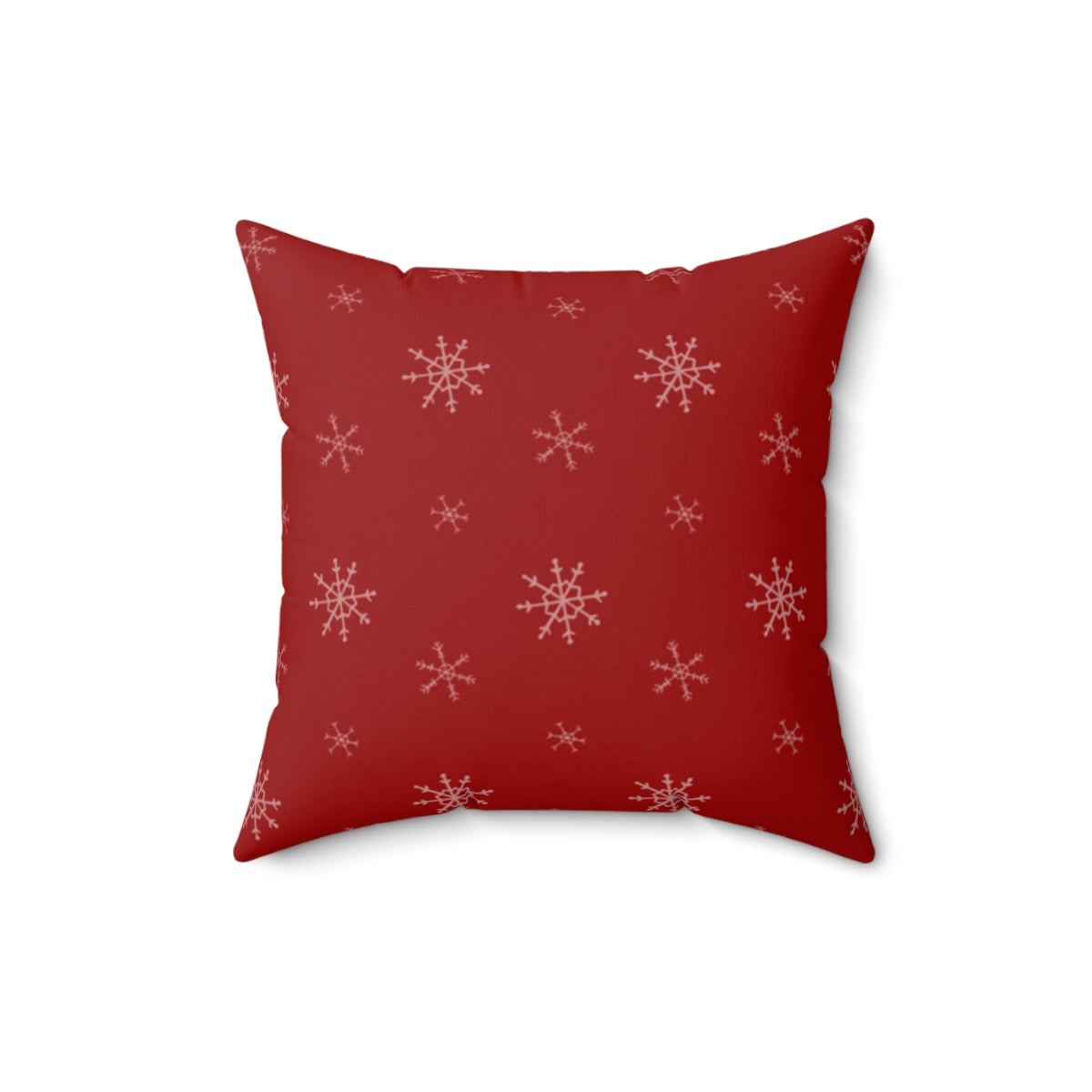 Red Polyester Square Holiday Pillowcase - Snowflakes