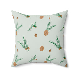 Polyester Square Holiday Pillowcase - Pinecones