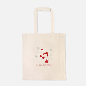 Heavy Cotton Tote Bag - Red Happy Holidays