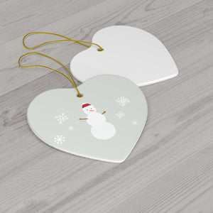 Ceramic Holiday Ornament - Snowman & Snowflakes