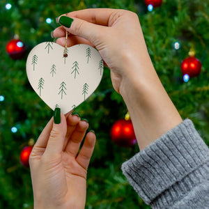 Beige Ceramic Holiday Ornament - Evergreens