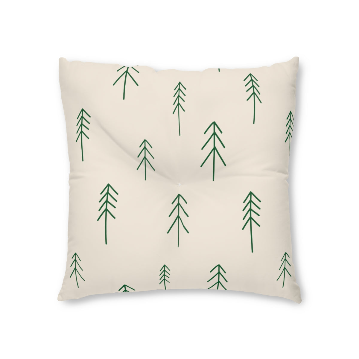 Square Tufted Holiday Floor Pillow - Evergreen