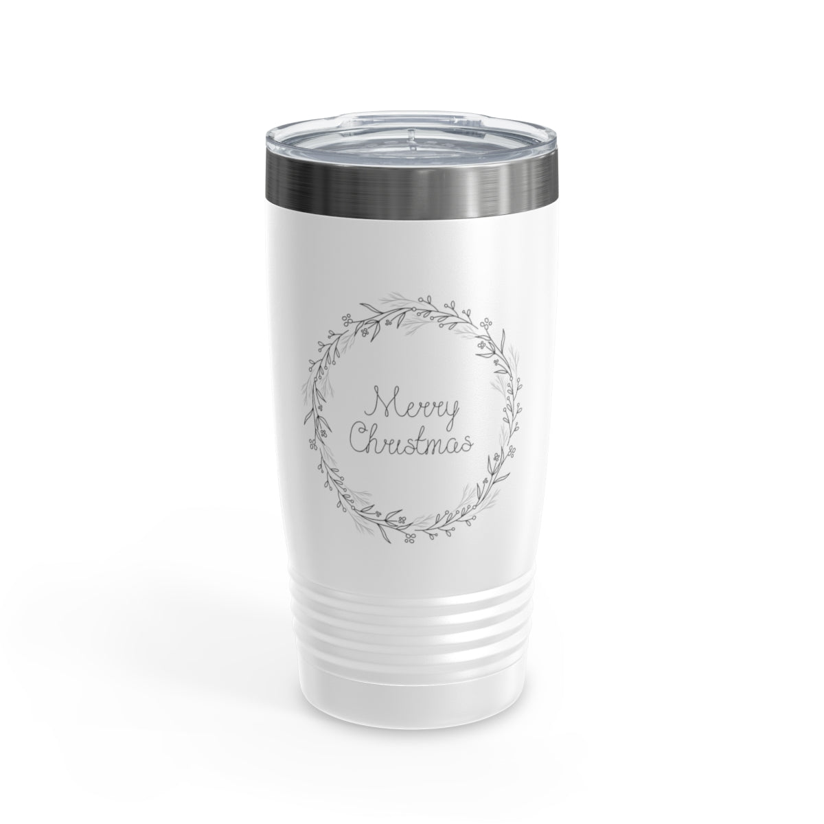 20oz White Ringneck Holiday Tumbler - Black Wreath