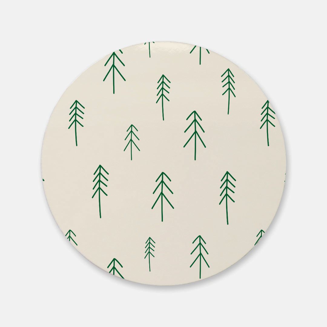 Round Cork Back Coaster - Evergreens
