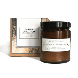 Amber + Cardamom Scented Soy Wax Candle