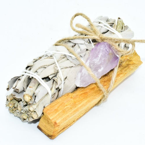 Palo Santo, Sage &amp; Crystal Smudging Bundle
