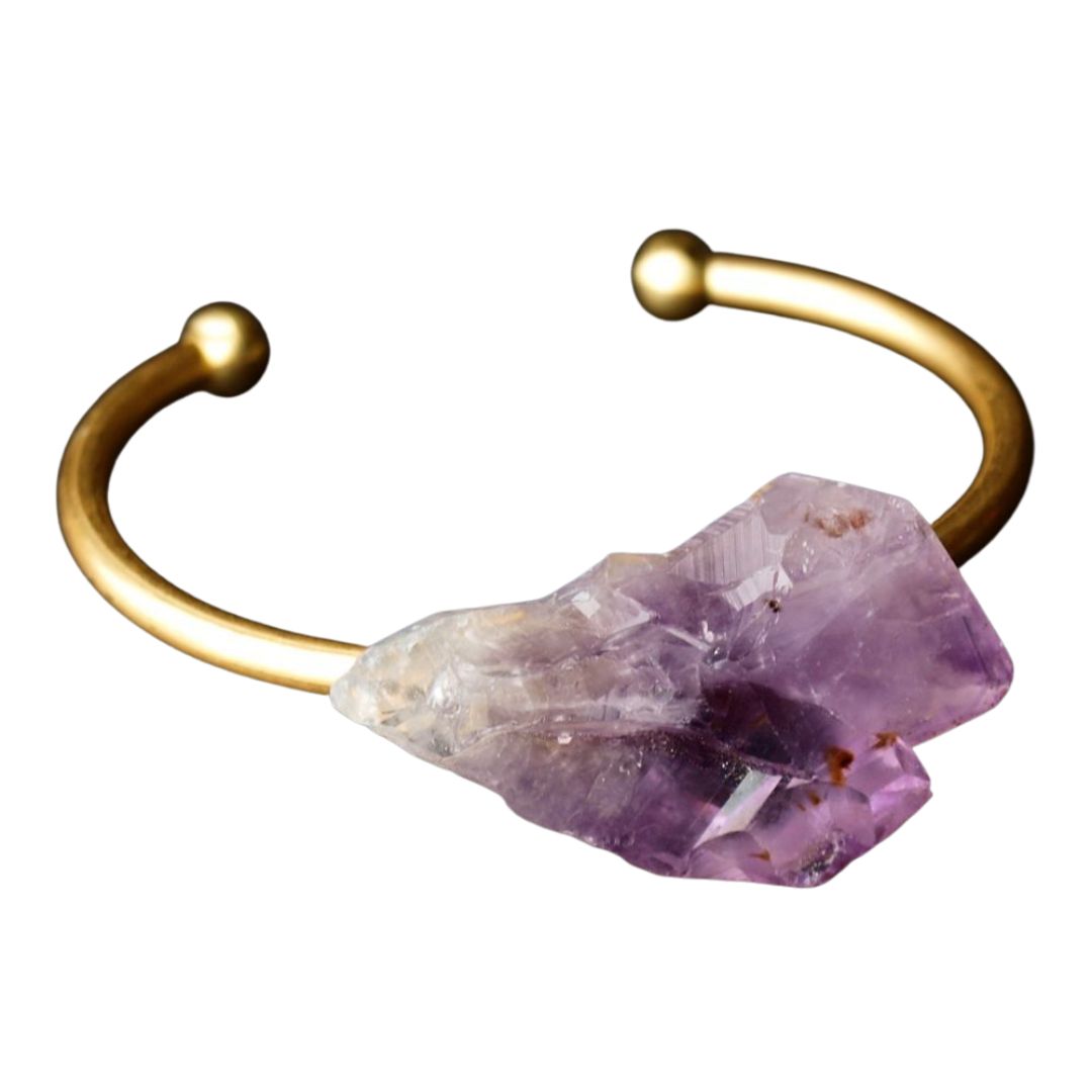 Large Raw Amethyst Bangle Bracelet - Metanoia Wellness