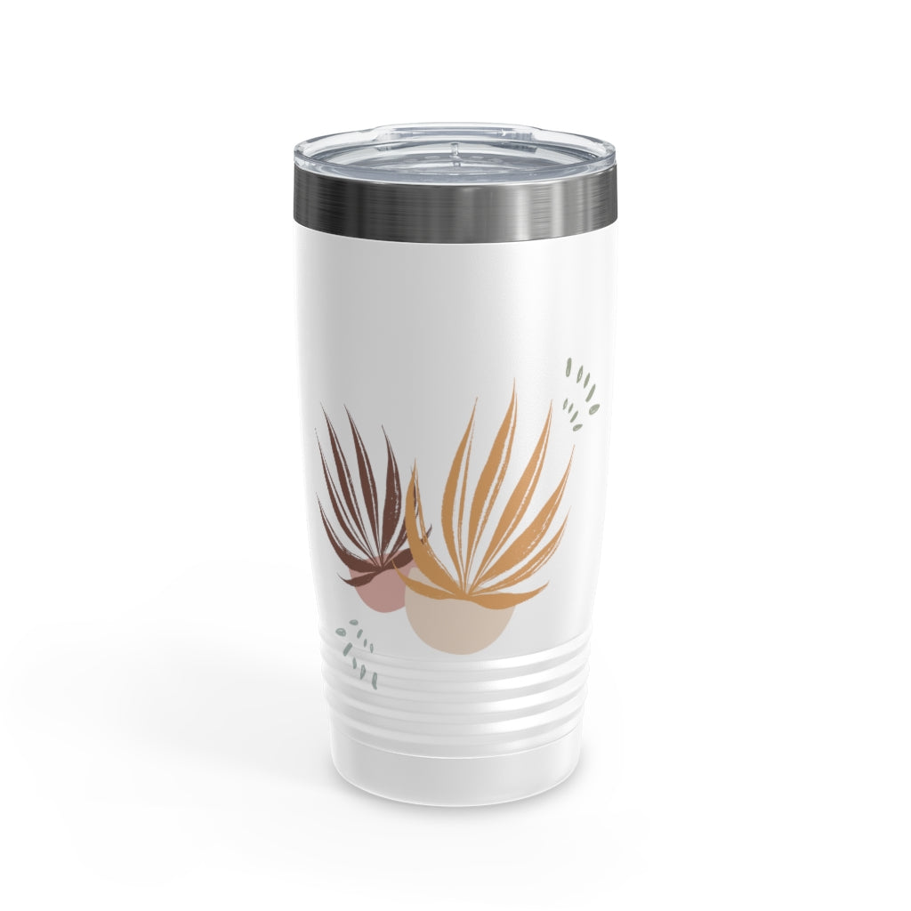 Metanoia Wellness - 20oz Autumn Palms Ringneck White Tumbler - Front View