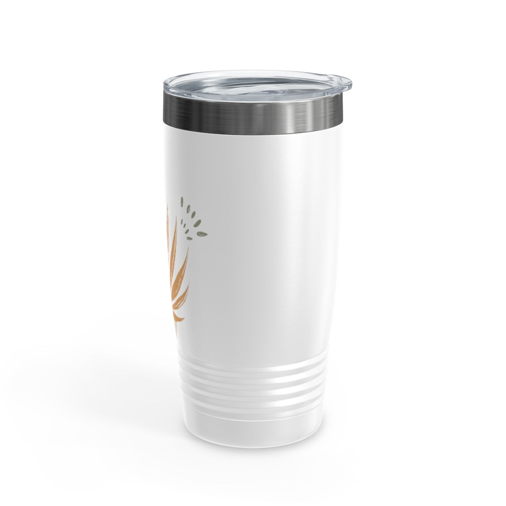 Metanoia Wellness - 20oz Autumn Palms Ringneck White Tumbler - Left Side View