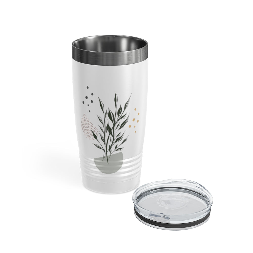Metanoia Wellness - 20oz Branches in Bowl Ringneck White Tumbler - Open