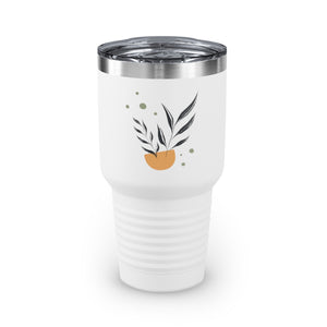 Metanoia Wellness - 30oz Black Branches in Bowl Ringneck Tumbler in White - Front View