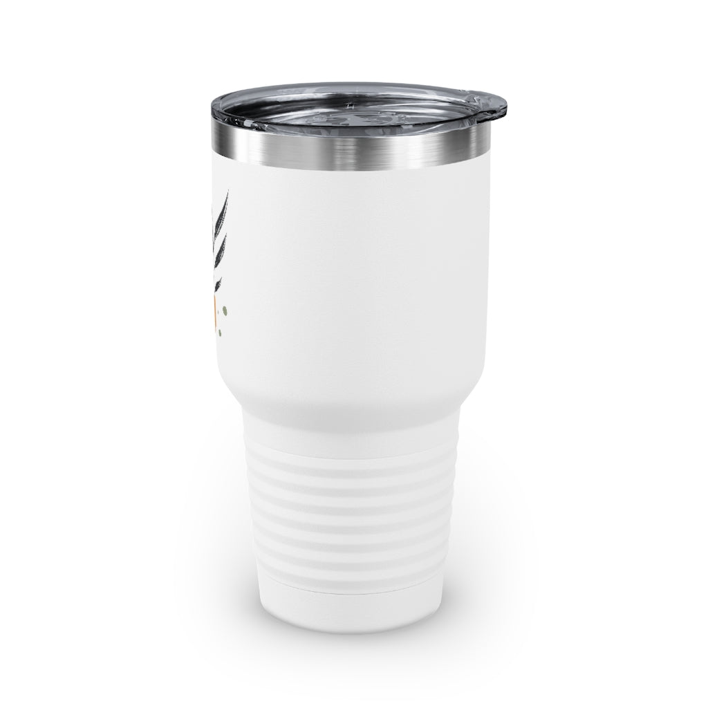 Metanoia Wellness - 30oz Black Branches in Bowl Ringneck Tumbler in White - Left Side