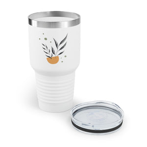 Metanoia Wellness - 30oz Black Branches in Bowl Ringneck Tumbler in White - Opened