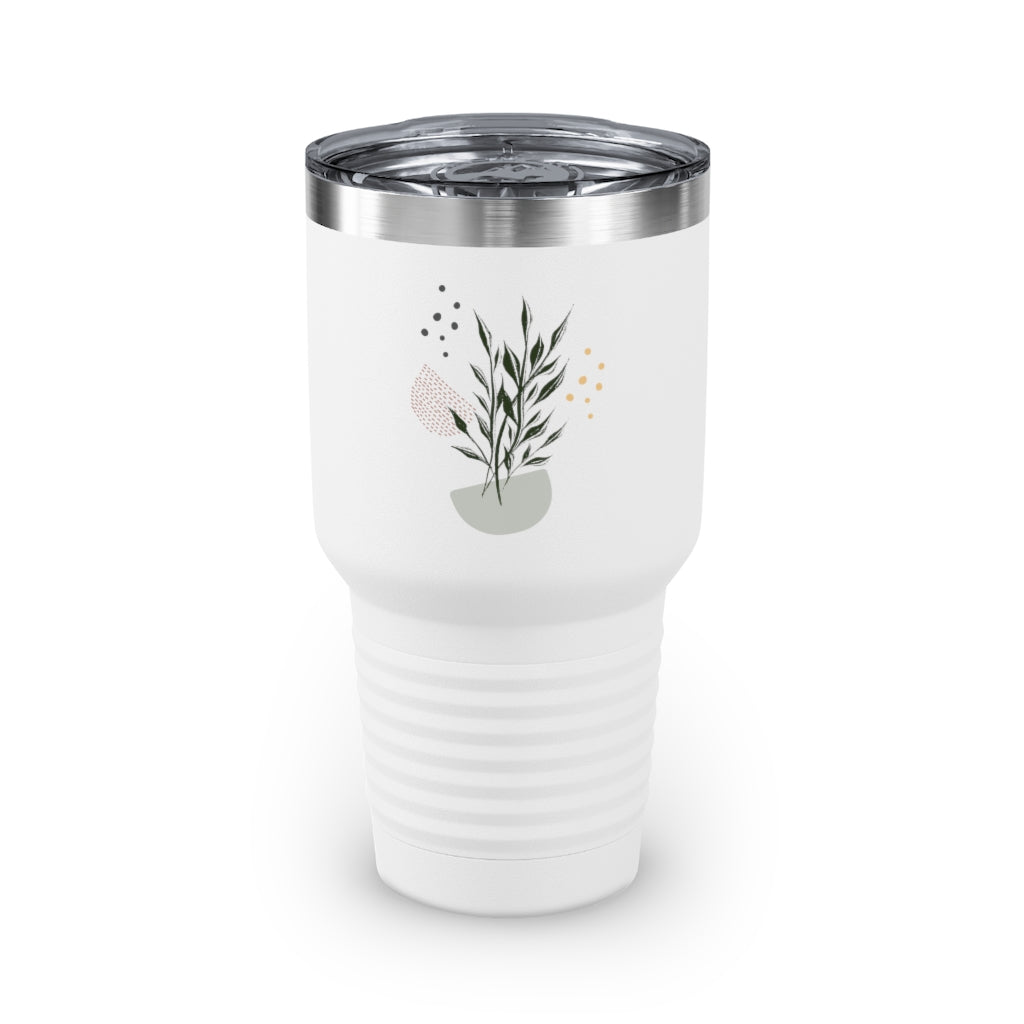 Metanoia Wellness - 30oz Branches in Bowl Ringneck Tumbler in White - Front View