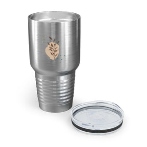 Metanoia Wellness - 30oz Branches with Blue Dots Ringneck Tumbler in Stainless Steel - Opened 