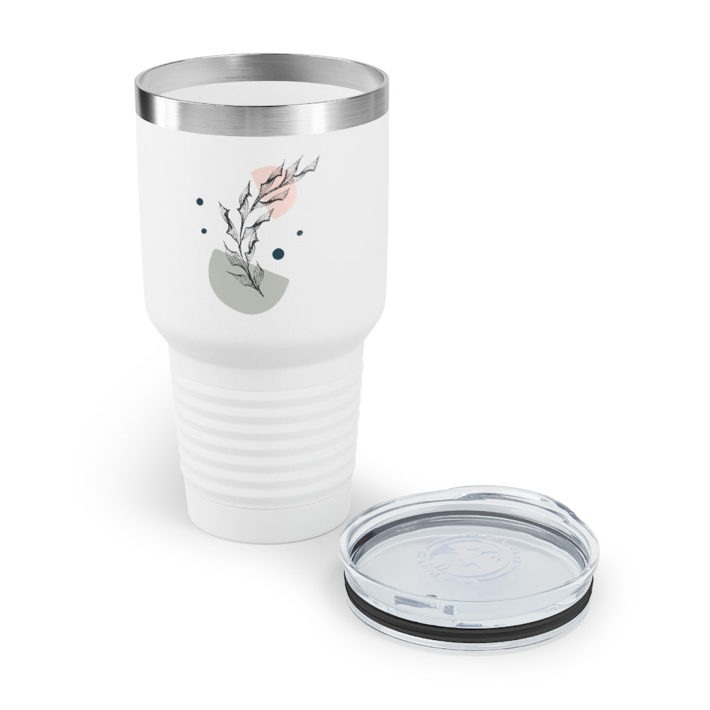 Metanoia Wellness - 30oz Half Moon Branch Ringneck Tumbler  in White - Opened