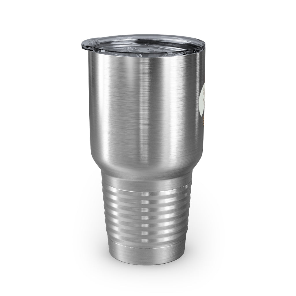 Metanoia Wellness - 30oz Saddle Leaves Ringneck Tumbler in Stainless Steel - Right Side View