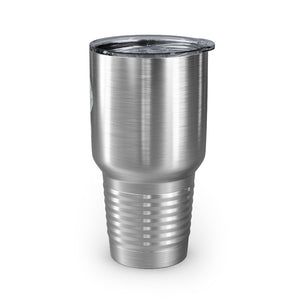 Metanoia Wellness - 30oz Sepia Leaves Ringneck Tumbler in Stainless Steel -  Left Side View