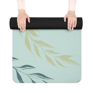 Metanoia Wellness - Aegean Windy Leaves Rubber Yoga Mat - Rolled Up