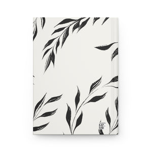Metanoia Wellness - Black & White Windy Leaves Hardcover Journal - Back View