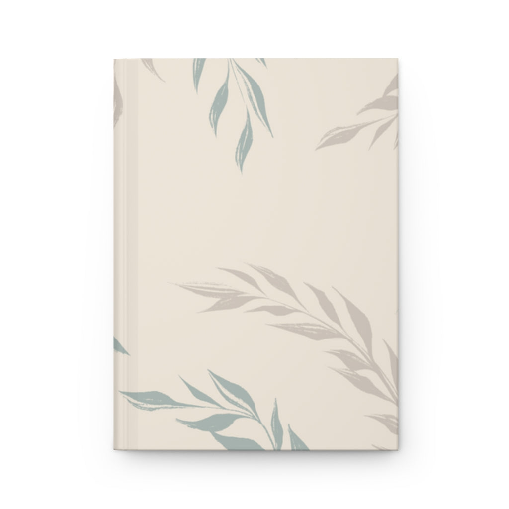 Metanoia Wellness - Ecru Windy Leaves Hardcover Journal - Front View