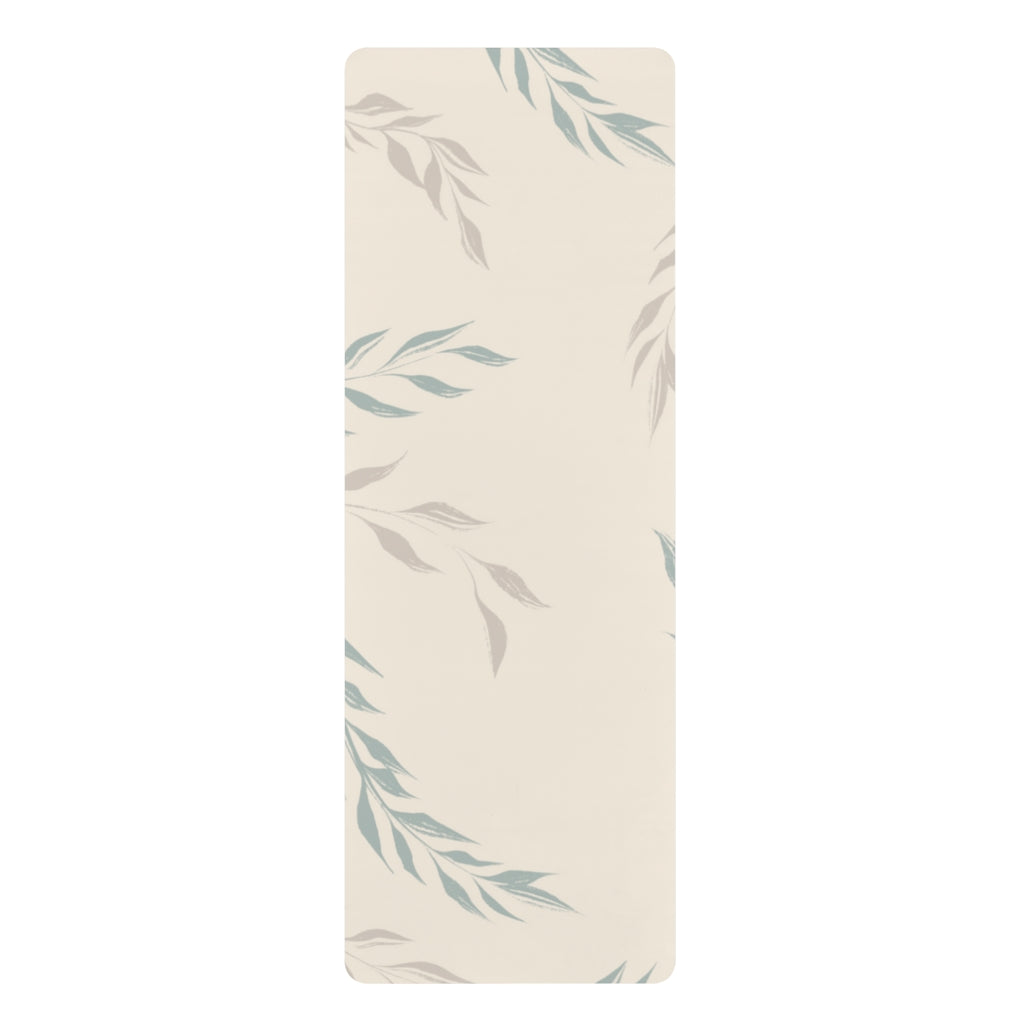 Metanoia Wellness - Ecru Windy Leaves Rubber Yoga Mat - Front View