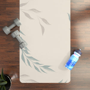 Metanoia Wellness - Ecru Windy Leaves Rubber Yoga Mat - In Use