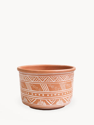 Metanoia Wellness - Hand-Etched Large Terracotta Pot - Empty