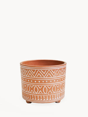 Metanoia Wellness - Hand-Etched Small Terracotta Pot - Empty