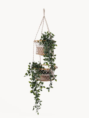 Metanoia Wellness - Jhuri Double Hanging Planter Basket with Plants