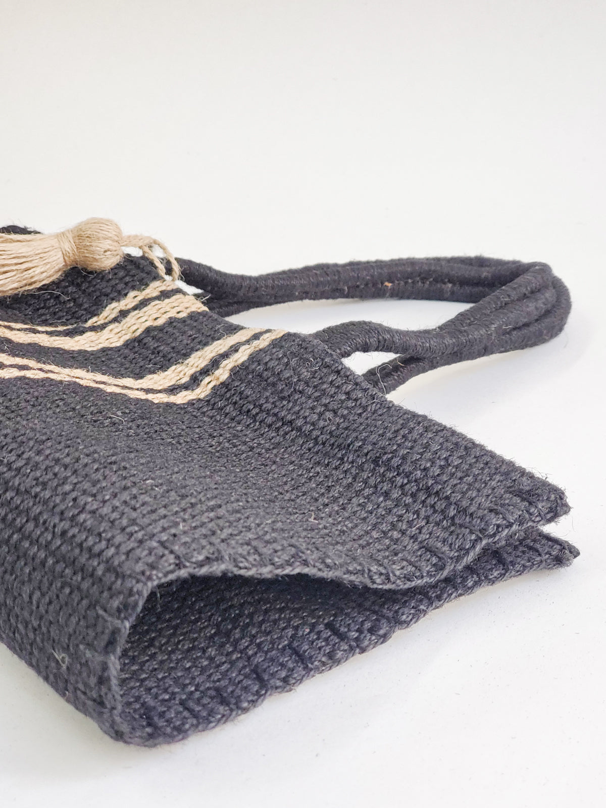 Metanoia Wellness - Naya Jute Tote Bag - Black - Folded