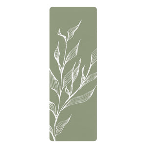Metanoia Wellness - Olive with White Branch Rubber Yoga Mat - Front View