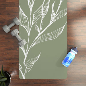 Metanoia Wellness - Olive with White Branch Rubber Yoga Mat - In Use