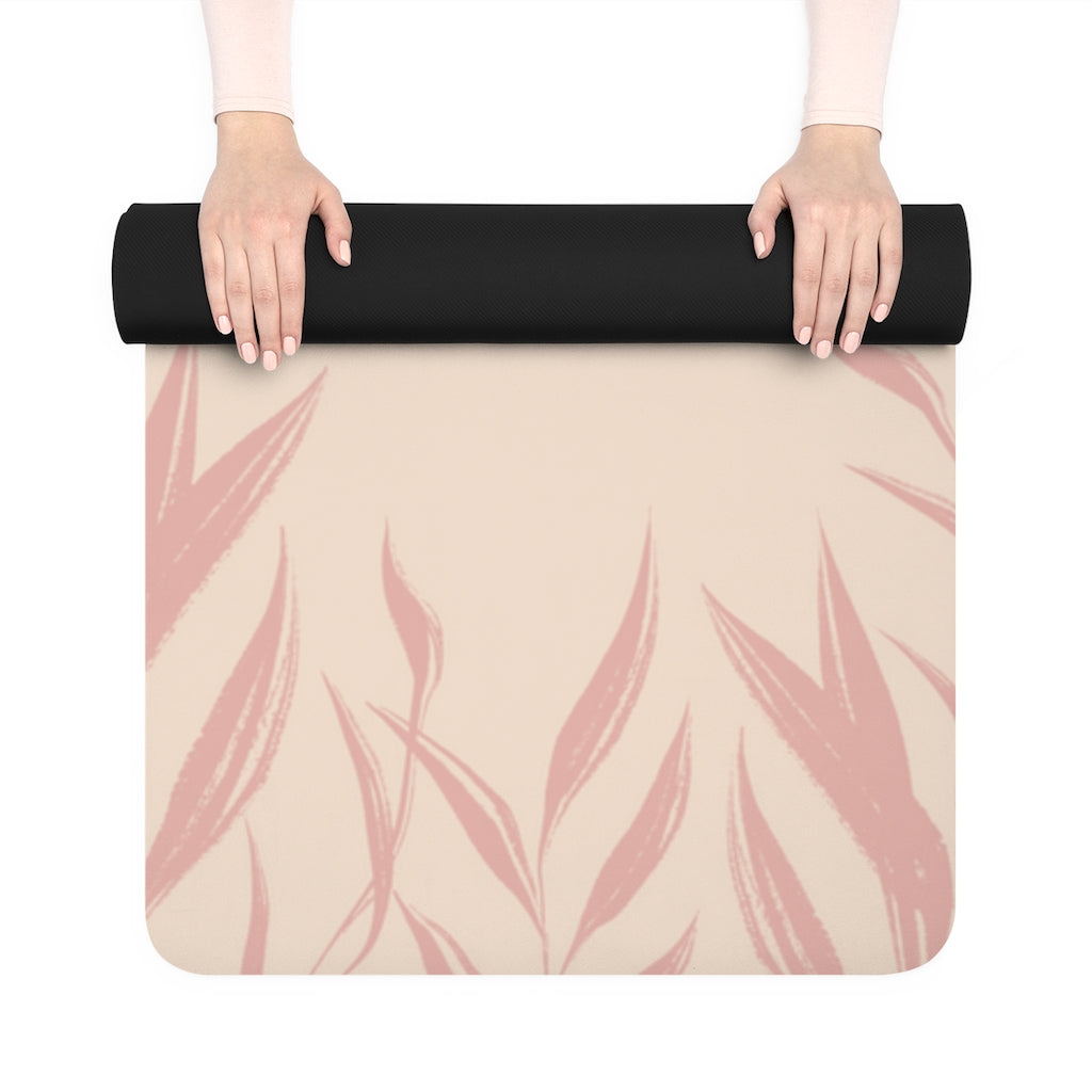 Metanoia Wellness - Salmon Leaves Rubber Yoga Mat - Rolled Up