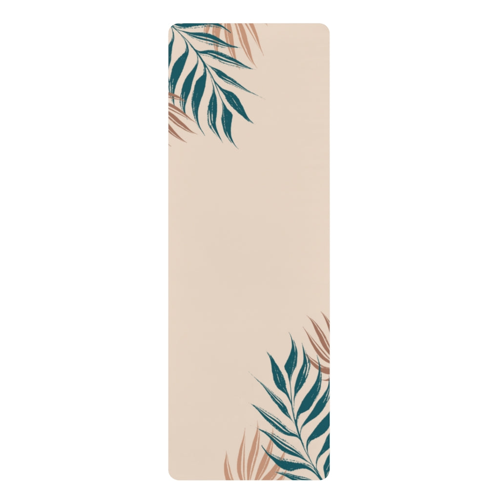 Metanoia Wellness - Salmon &amp; Peacock Palms Rubber Yoga Mat - Front View