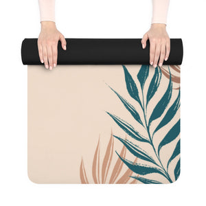 Metanoia Wellness - Salmon & Peacock Palms Rubber Yoga Mat - Rolled Up