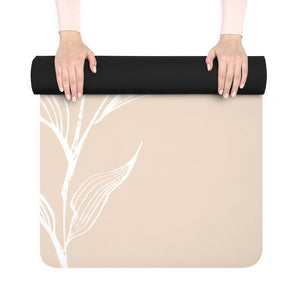 Metanoia Wellness - Salmon with White Branch Rubber Yoga Mat - Rolled Up