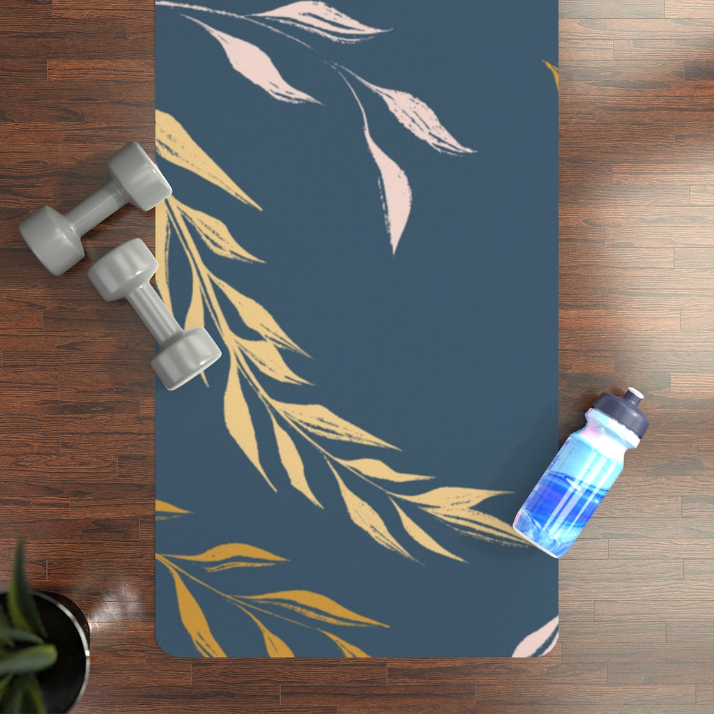 Metanoia Wellness - Seaworthy Windy Leaves Rubber Yoga Mat - In Use