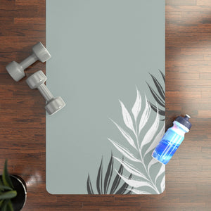 Metanoia Wellness - Steel with Leaves Rubber Yoga Mat - In Use