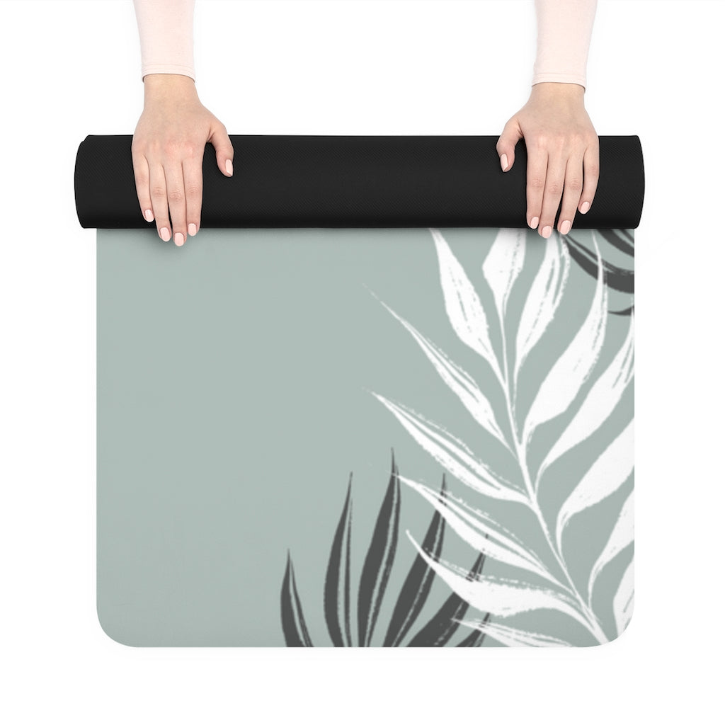 Metanoia Wellness - Steel with Leaves Rubber Yoga Mat - Rolled Up