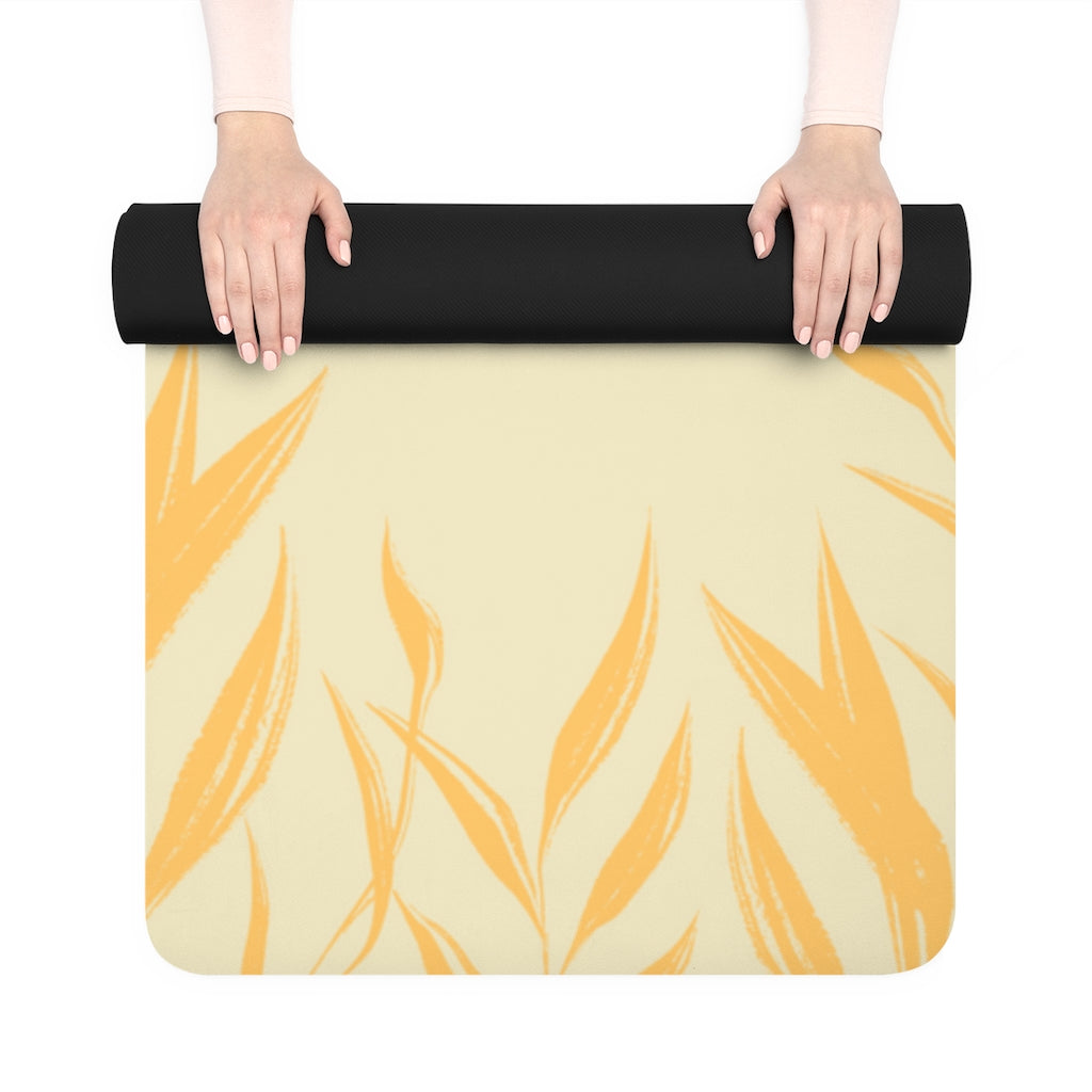 Metanoia Wellness - Sunshine Leaves Rubber Yoga Mat - Rolled Up
