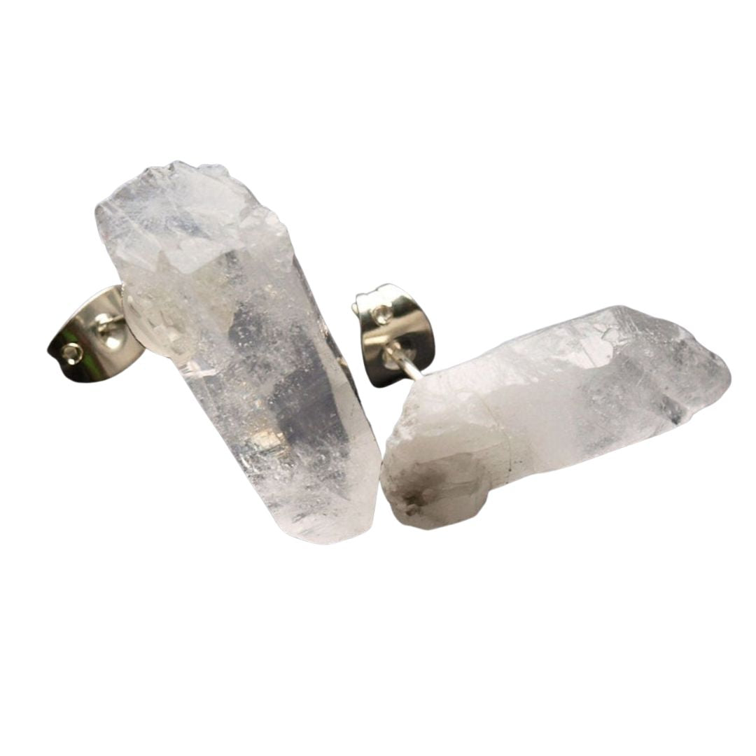 Raw Quartz Geo Rock Stud Earrings - Metanoia Wellness
