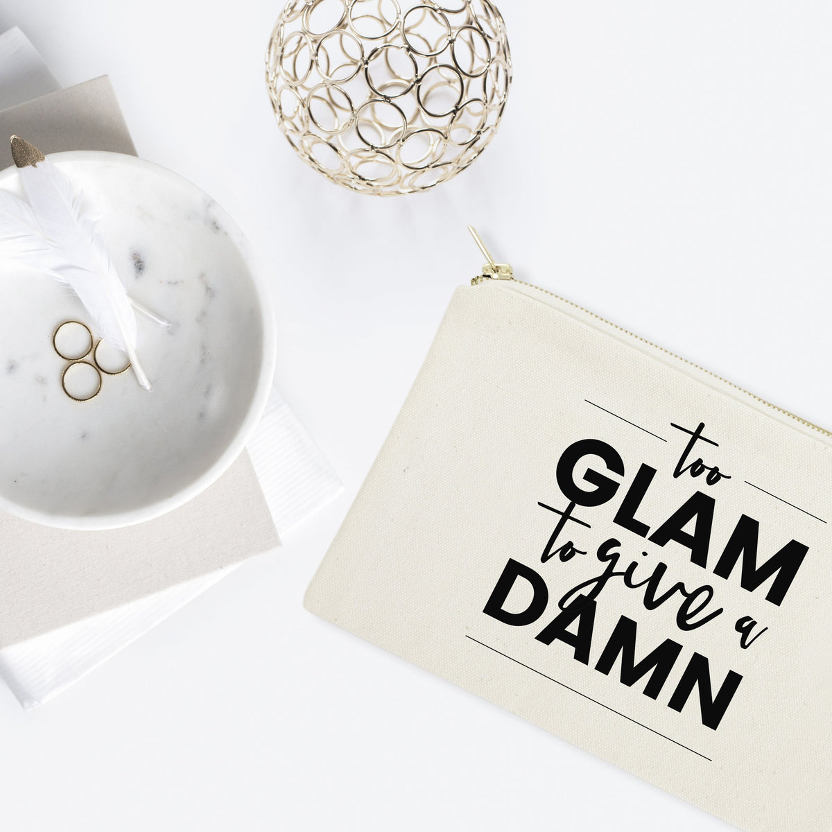 Too Glam to Give a Damn Cotton Canvas Cosmetic Bag