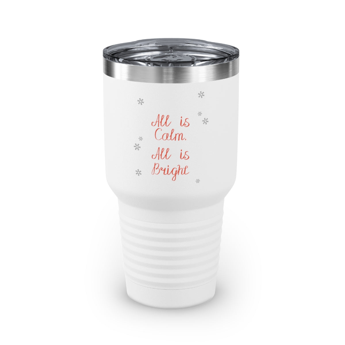 30oz White Ringneck Holiday Tumbler - All is Calm. All is Bright
