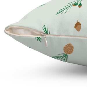 Polyester Square Holiday Pillowcase - Pinecones