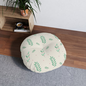 Round Tufted Holiday Floor Pillow - Large Holly