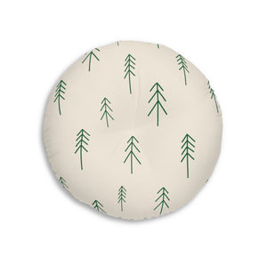 Round Tufted Holiday Floor Pillow - Evergreen