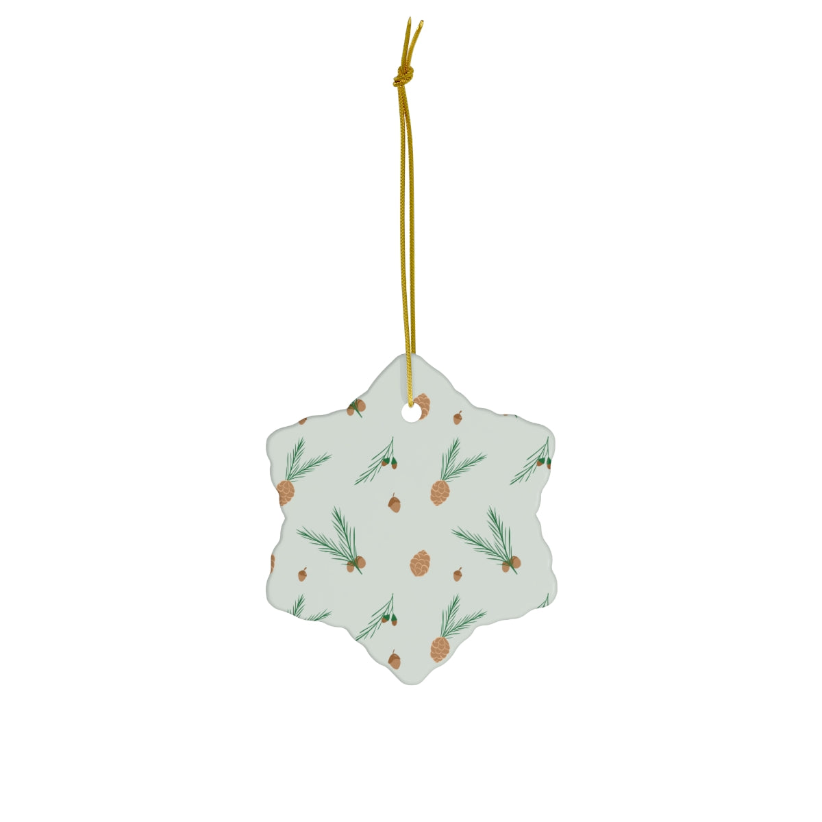 Ceramic Holiday Ornament - Pinecones & Acorns
